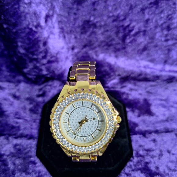 Goldtone Crystal Accent Watch – Rhinestone Dial & Luxe Face - Picture 3 of 4
